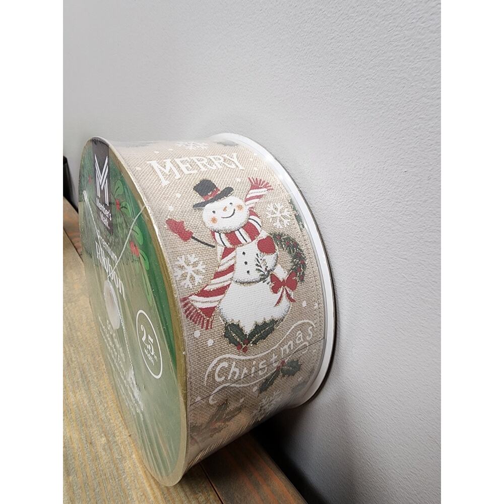 Member's Mark Premium Wired Edge Holiday Snowman Ribbon, 2.5" Wide x 50 Yards